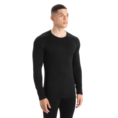 Icebreaker Men's Merino 260 Tech Long Sleeve Crewe Thermal Top - Black