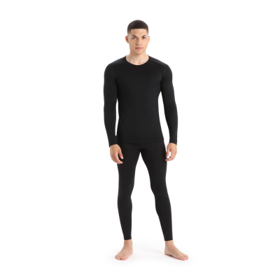 Icebreaker Men's Merino 200 Oasis Long Sleeve Crewe Thermal Top - Black